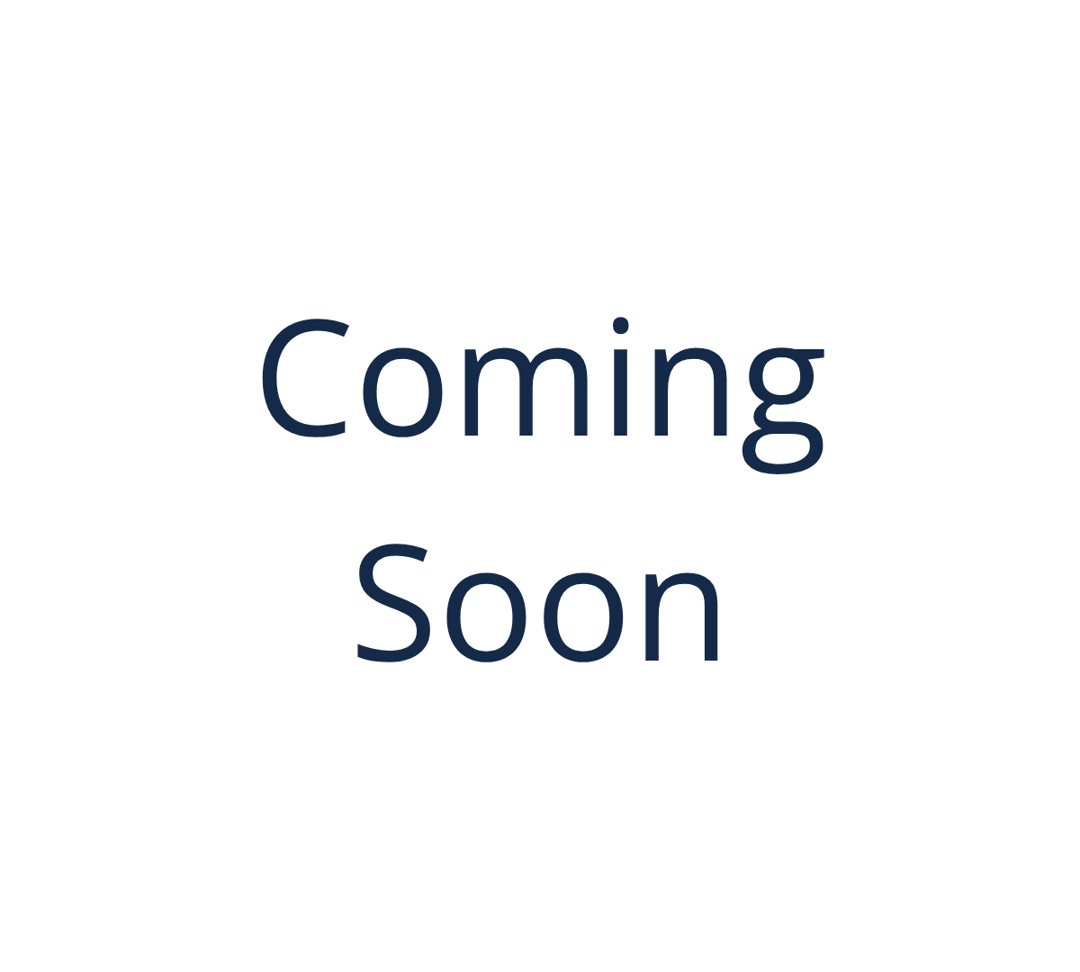 “Coming Soon” text in dark blue on a white background