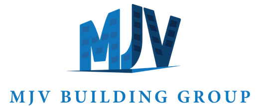 MJV Building Group logo with blue stylized letters above the company name