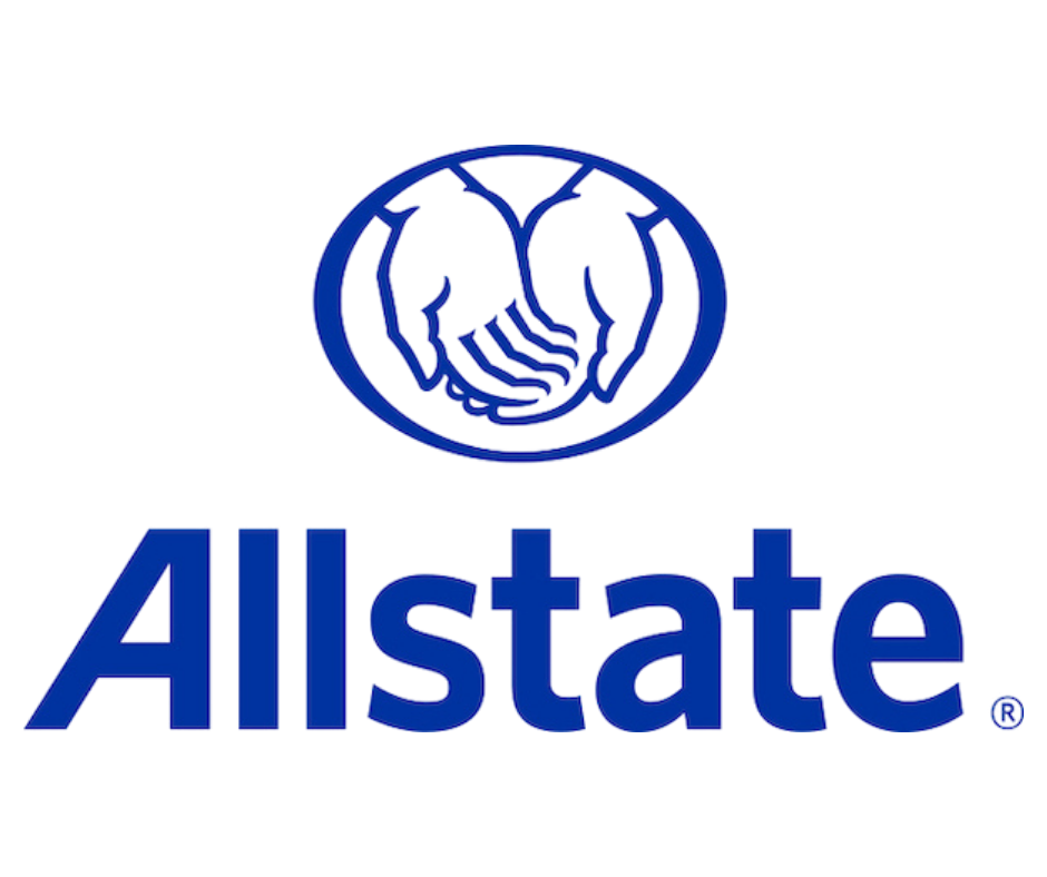 Allstate logo with blue hands cupped inside a blue circle above the brand name